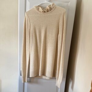 J. Crew Cream Ruffle Neck Sweater